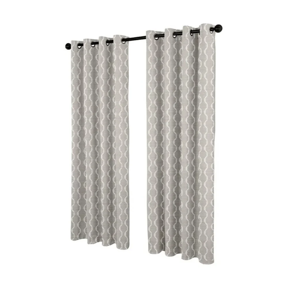 Magana Geometric Semi-Sheer Grommet Curtain 2 Panels Pair 54 x 84 Dove Gray NEW